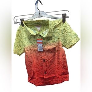 Cat & Jack Boys 5T Multicolor Floral Button-Down Short Sleeve Shirt Toddler
